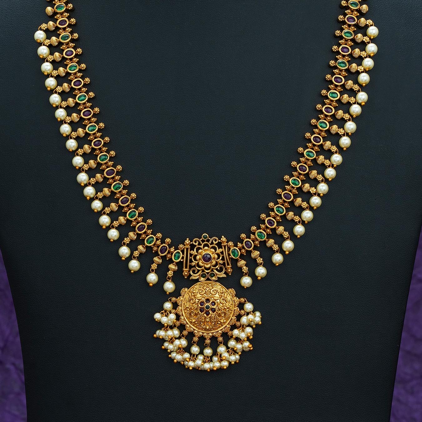 Stone Necklace with Stud [ Long ] RNWSNLS10RG-043