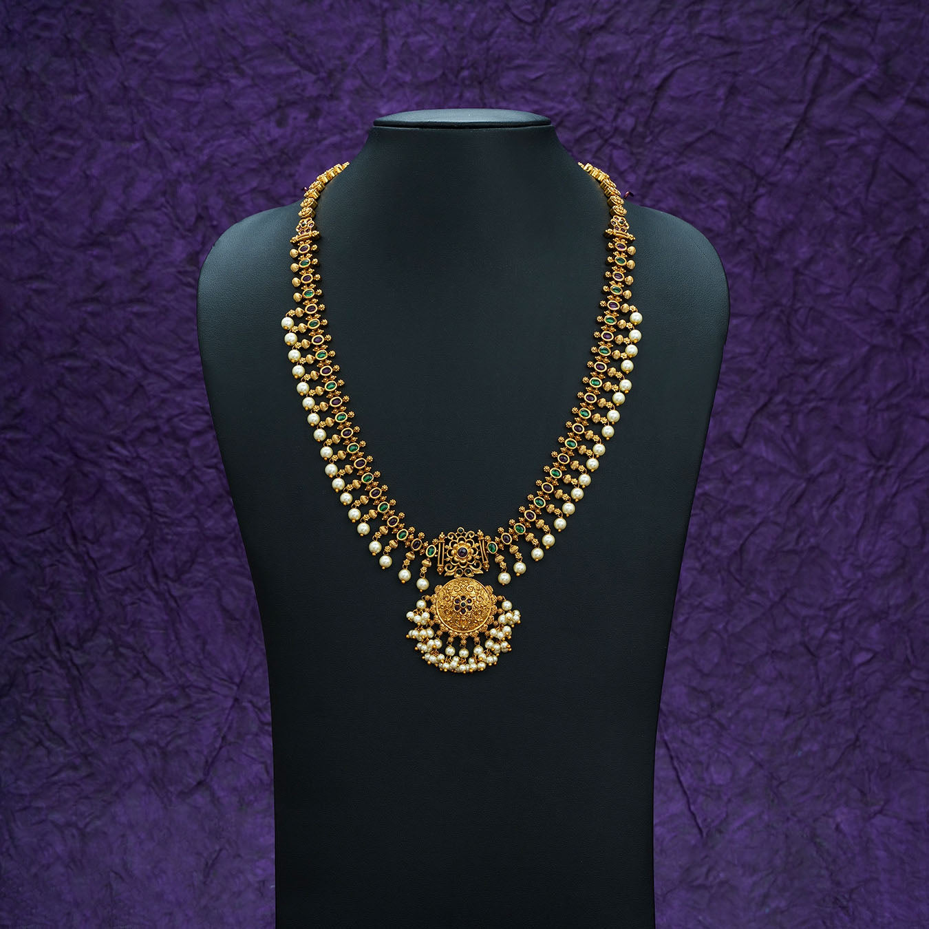 Stone Necklace with Stud [ Long ] RNWSNLS10RG-043
