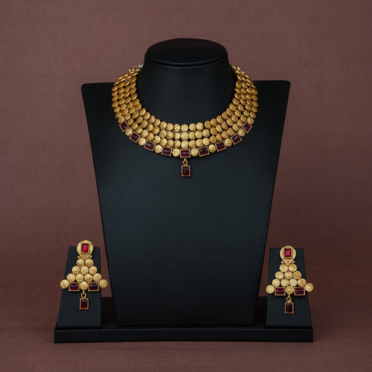 Stone Necklace with Stud [ Short ] RNWSNSS8R-063