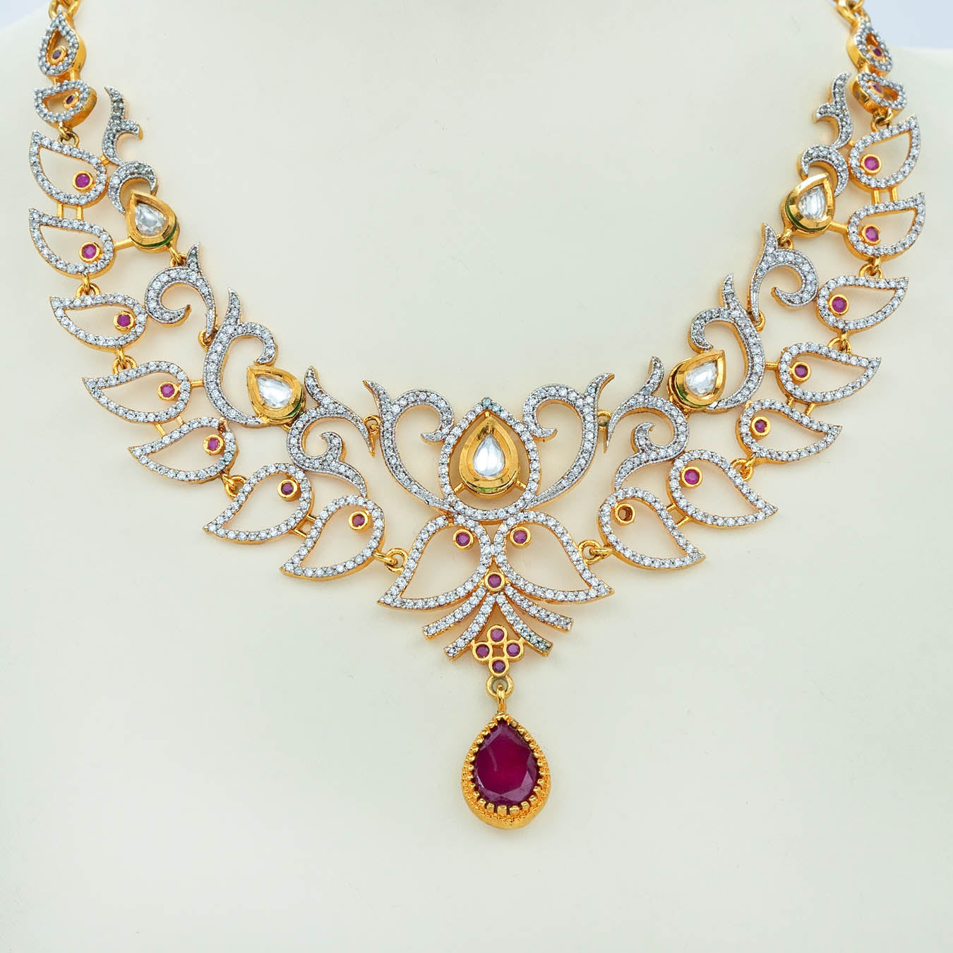 Rhodium Stone Necklace RPRSNS0-086