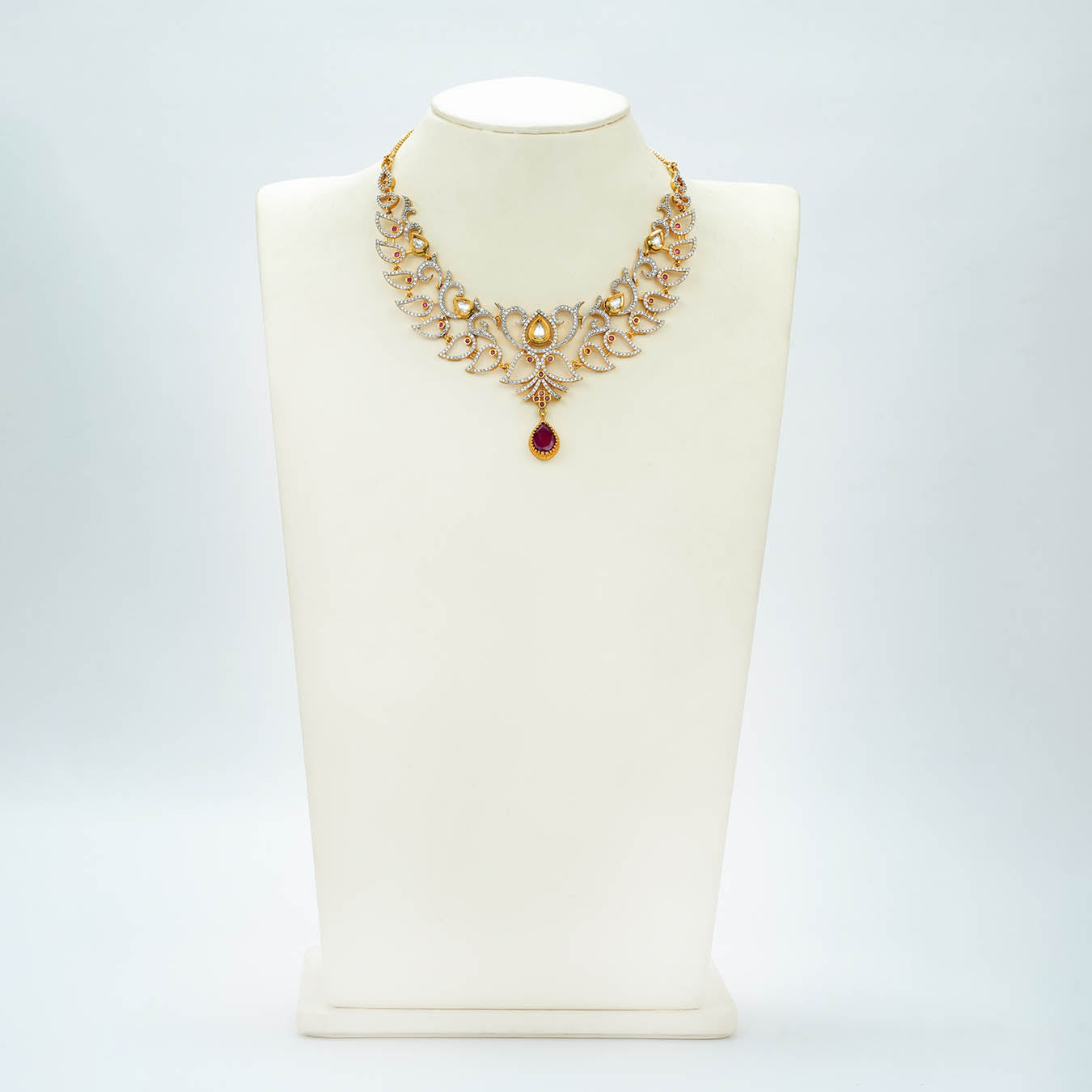 Rhodium Stone Necklace RPRSNS0-086