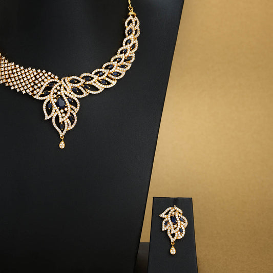 Stone Necklace With Stud [ Short ] RPSNSS0WBL-039