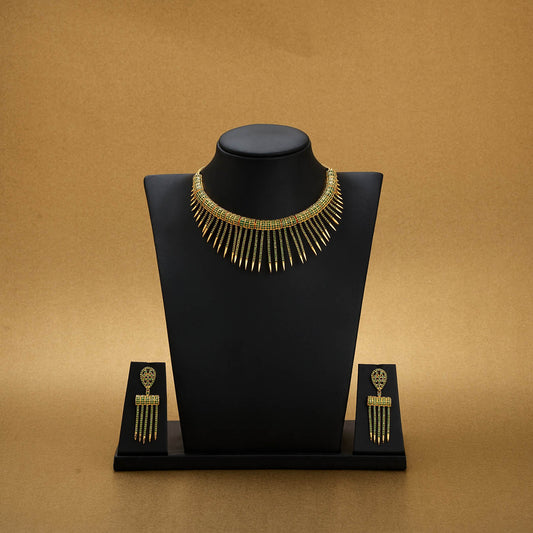 Stone Necklace With Stud [ Short ] RPSNSS14G-086