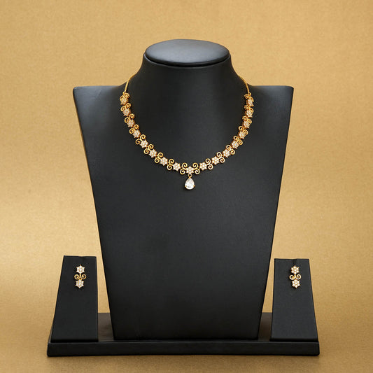 Stone Necklace with Stud [ Short ] RPSNSS1W-064
