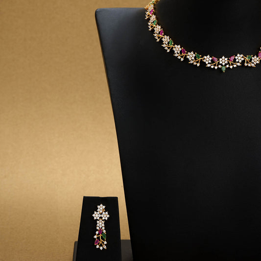 Stone Necklace With Stud [ Short ] RPSNSS32WRG-037