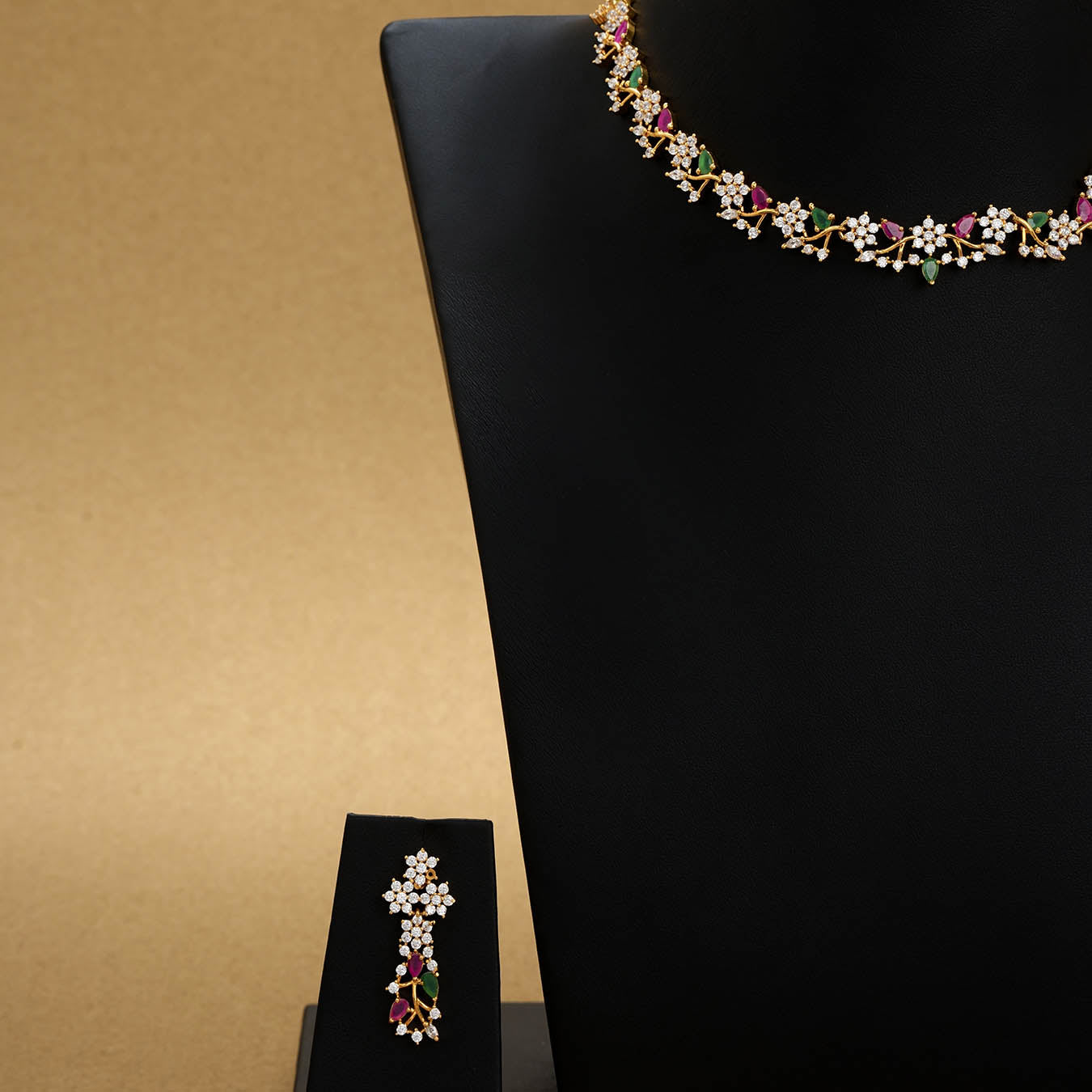 Stone Necklace With Stud [ Short ] RPSNSS32WRG-037