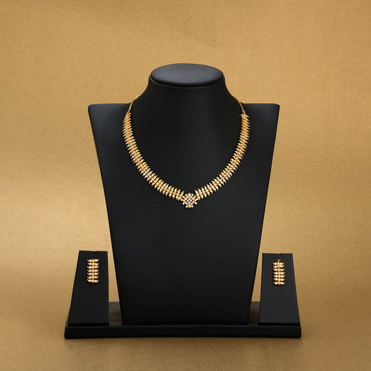 Stone Necklace with Stud [ Short ] RPSNSS35W-036