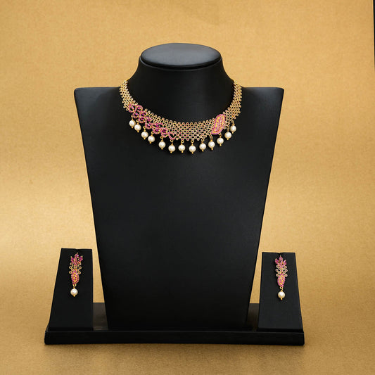 Stone Necklace with Stud [ Short ] RPSNSS8R-086